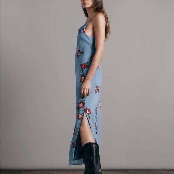 RAG & BONE | BLUE EMBROIDERED MIDI DRESS | SIZE 10 - Picture 3 of 6